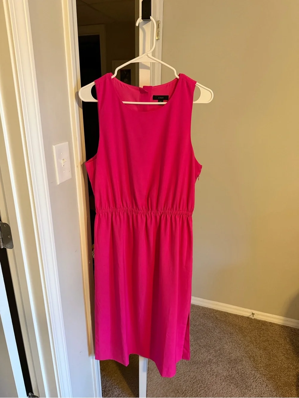 J. Crew Sleeveless Midi Dress in Hot Pink